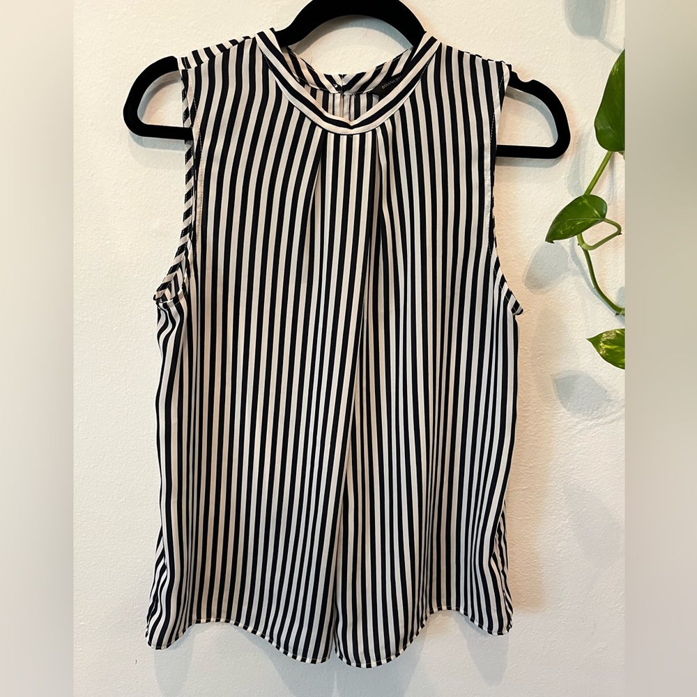 Banana Republic | Sleeveless Vertical Stripe Blouse | Blue and white | M